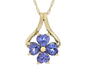 Tanzanite 14K Yellow Gold 4-Stone Pendant With Chain 1.27ctw