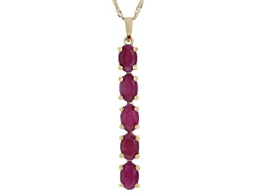 Ruby 14K Yellow Gold 5-Stone Pendant With Chain 2.27ctw