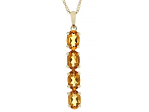 Orange Madeira Citrine 10K Yellow Gold 4-Stone Pendant With Chain 0.33ctw