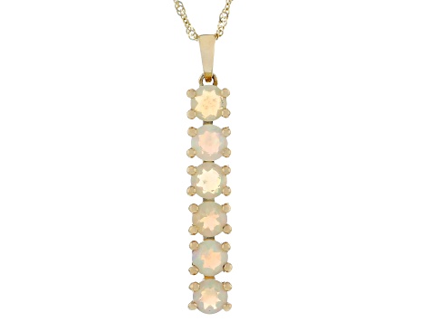 White Opal 14K Yellow Gold 6-Stone Pendant With Chain 0.76ctw