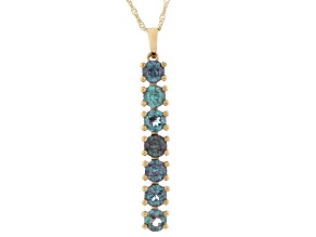 Blue Lab Created Alexandrite 14K Yellow Gold 7-Stone Pendant With Chain 1.59ctw