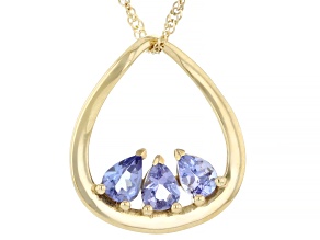 Tanzanite 10K Yellow Gold Pendant With Chain 0.33ctw