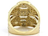 Natural Butterscotch And White Diamond 10k Yellow Gold Wide Band Ring 1.25ctw