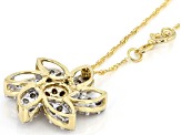 Natural Butterscotch And White Diamond 10k Yellow Gold Floral Slide Pendant With 18" Chain 1.25ctw