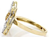 Natural Butterscotch And White Diamond 10k Yellow Gold Floral Cluster Ring 1.25ctw