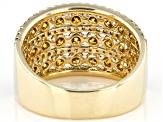 Natural Butterscotch And White Diamond 10k Yellow Gold Multi-Row Wide Band Ring 1.75ctw