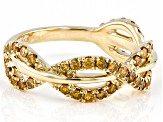 Natural Butterscotch Diamond 10k Yellow Gold Band Ring 0.65ctw