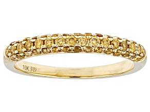 Natural Butterscotch Diamond 10k Yellow Gold Band Ring 0.50ctw