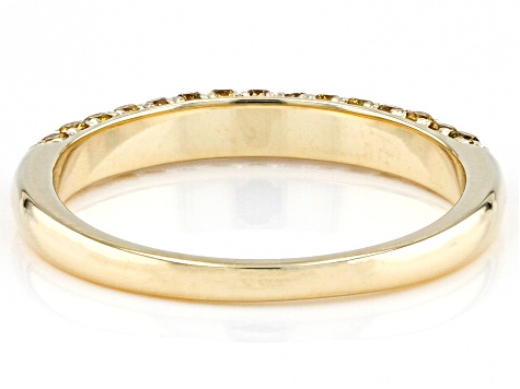 Natural Butterscotch Diamond 10k Yellow Gold Band Ring 0.50ctw