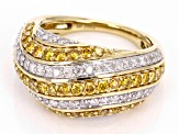 Natural Butterscotch And White Diamond 10k Yellow Gold Dome Ring 2.00ctw