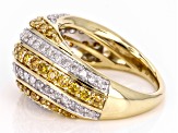 Natural Butterscotch And White Diamond 10k Yellow Gold Dome Ring 2.00ctw