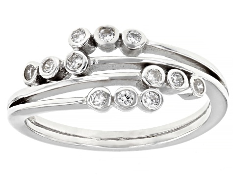 White Cubic Zirconia Rhodium Over Sterling Silver Ring 0.35ctw