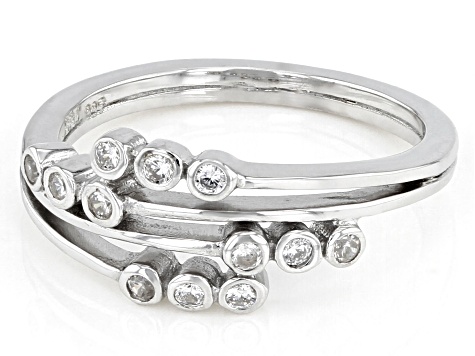 White Cubic Zirconia Rhodium Over Sterling Silver Ring 0.35ctw