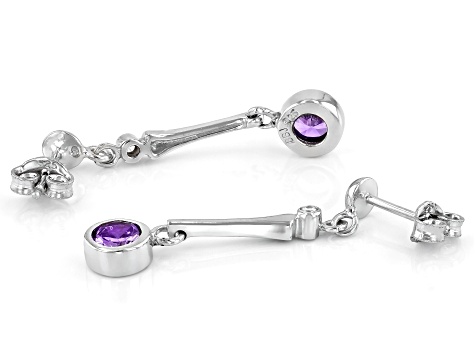 Purple And White Cubic Zirconia Rhodium Over Sterling Silver Earrings 1.70ctw