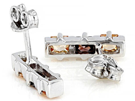 Champagne And Mocha Cubic Zirconia Rhodium Over Sterling Silver Earrings 1.40ctw