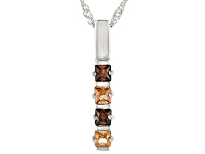 Champagne And Mocha Cubic Zirconia Rhodium Over Sterling Silver Pendant With Chain 0.95ctw