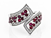 Lab Created Ruby And White Cubic Zirconia Rhodium Over Sterling Silver Ring 1.80ctw