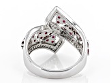 Lab Created Ruby And White Cubic Zirconia Rhodium Over Sterling Silver Ring 1.80ctw