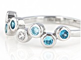 Blue And White Cubic Zirconia Rhodium Over Sterling Silver Ring 0.86ctw