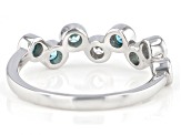 Blue And White Cubic Zirconia Rhodium Over Sterling Silver Ring 0.86ctw