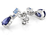 Blue Cubic Zirconia Rhodium Over Sterling Silver Earrings 4.80ctw