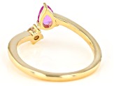 Lab Created Pink Sapphire And White Cubic Zirconia 18K Yellow Gold Over Sterling Silver Ring 0.60ctw