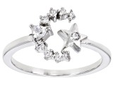 White Cubic Zirconia Rhodium Over Sterling Silver Celestial Ring 0.30ctw