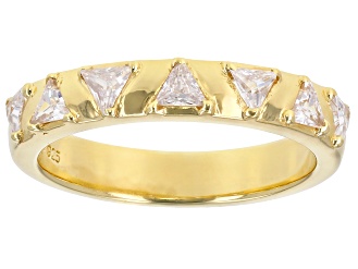 White Cubic Zirconia 18K Yellow Gold Over Sterling Silver Band Ring 0.85ctw