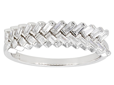 White Cubic Zirconia Rhodium Over Sterling Silver Ring 0.99ctw