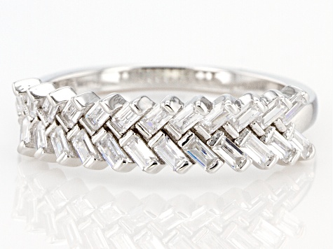 White Cubic Zirconia Rhodium Over Sterling Silver Ring 0.99ctw