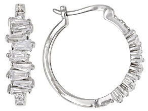 White Cubic Zirconia Rhodium Over Sterling Silver Hoop Earrings 3.45ctw