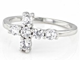 White Cubic Zirconia Rhodium Over Sterling Silver Cross Ring 1.25ctw