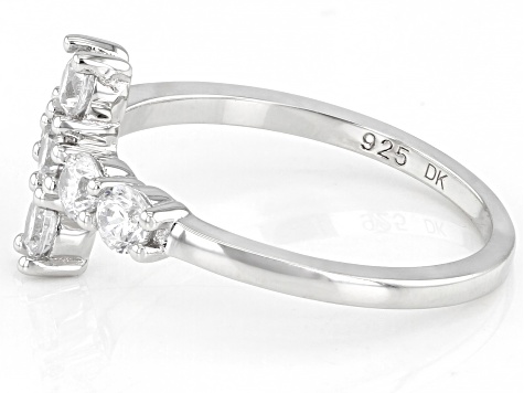 White Cubic Zirconia Rhodium Over Sterling Silver Cross Ring 1.25ctw