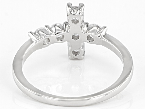White Cubic Zirconia Rhodium Over Sterling Silver Cross Ring 1.25ctw