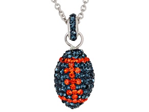 Orange And Blue Crystal Rhodium Over Brass Pendant With Chain