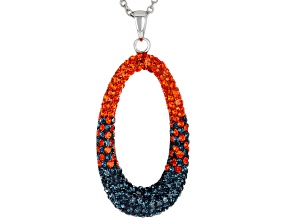 Orange And Blue Crystal Rhodium Over Brass Pendant With Chain