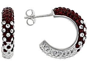 Red And White Crystal Rhodium Over Brass Earrings