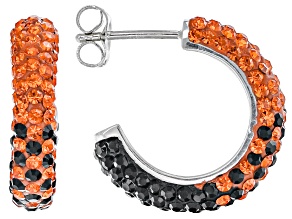 Orange And Black Crystal Rhodium Over Brass Earring