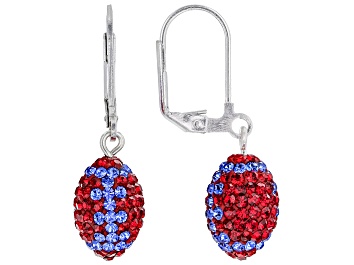 Picture of Navy And Red Crystal Rhodium Over Brass Football Dangle Earring