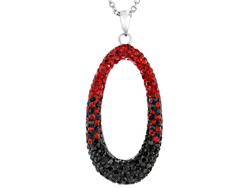 Picture of Red And Black Crystal Rhodium Over Brass Pendant With Chain