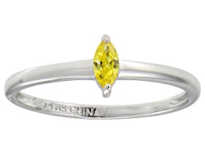 Yellow Cubic Zirconia Rhodium Over Silver Solitaire Ring .24ct