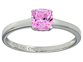 Pink Cubic Zirconia Rhodium Over Sterling Silver Solitaire Ring 1.05ct