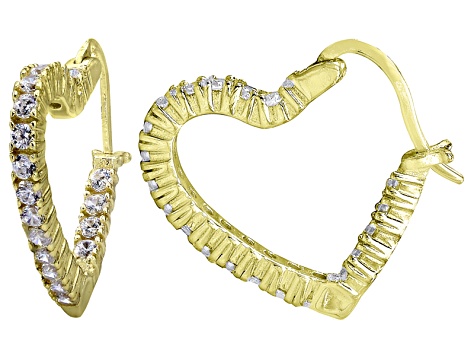 Bella Luce 2 52ctw Diamond Simulant 18k Over Silver Heart Shape Bella Luce 2 52ctw Diamond Simulant 18k Over Silver Heart Shape Hoop Earrings