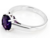 Purple African Amethyst  Rhodium Over Sterling Silver Solitaire February Birthstone Ring 1.53ct