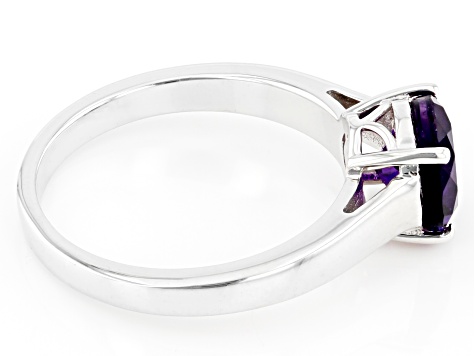 Purple African Amethyst  Rhodium Over Sterling Silver Solitaire February Birthstone Ring 1.53ct