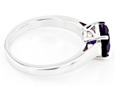 Purple African Amethyst  Rhodium Over Sterling Silver Solitaire February Birthstone Ring 1.53ct