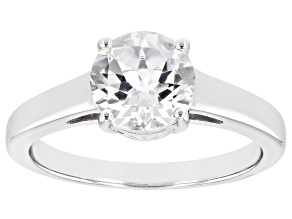White Topaz Rhodium Over Sterling Silver Solitaire April Birthstone Ring 2.00ct