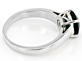 Green Lab Created Emerald Rhodium Over Sterling Silver Solitaire May Birthstone Ring 1.57ct