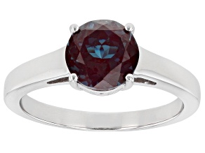Blue  Lab Created Alexandrite Rhodium Over Sterling Silver Solitaire June Birthstone Ring 1.96ct