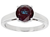 Blue  Lab Created Alexandrite Rhodium Over Sterling Silver Solitaire June Birthstone Ring 1.96ct